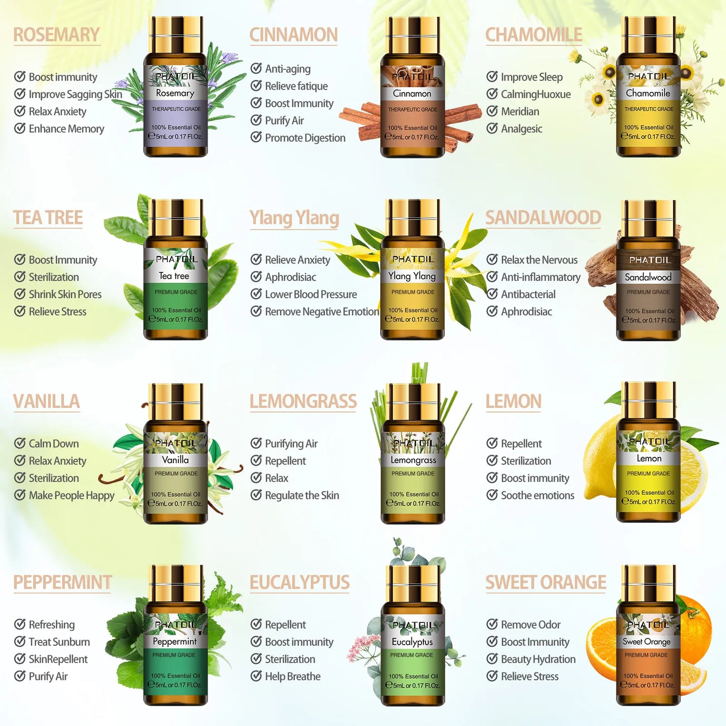 Pure Essential Oils (15pcs Set)